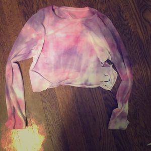 Pink, Purple tie die cropped, slits in sides
